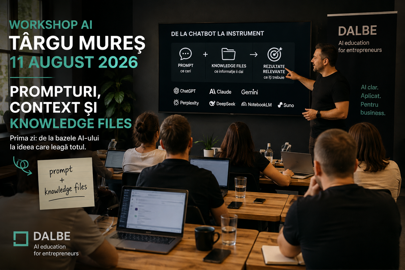 Workshop AI în Târgu Mureș, 11 august 2026: prompturi, context și knowledge