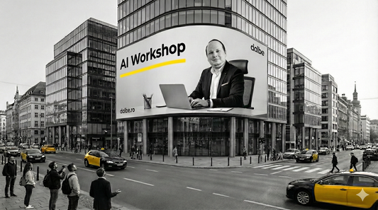 AI Workshop February generated image showing Alpar on a billboard